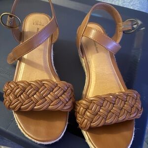 Brown Braided Leather Sandals